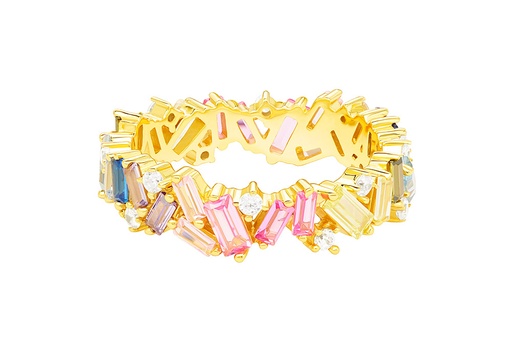 Anillo plata 925 con zirconitas baguette mix 