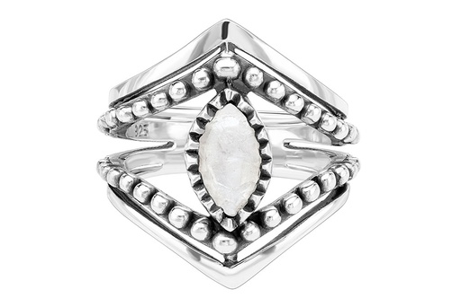 Anillo plata 925 piedra luna arcoiris