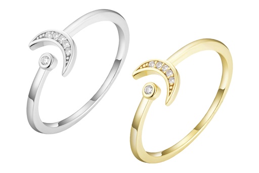 Anillo plata 925 luna con zirconitas abierto