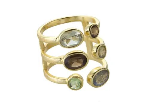 Anillo plata 925 triple mate piedra semi preciosa 