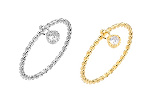 Anillo plata 925 con zirconita con anilla 