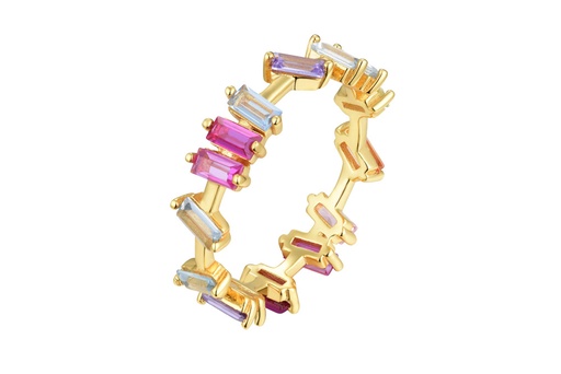 Anillo plata 925 con zirconitas baguette mix