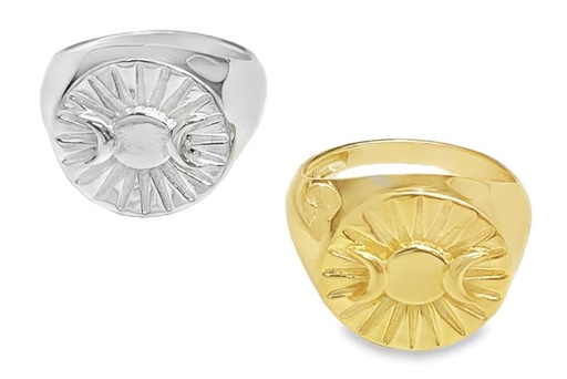 Sterling silver ring sun and moon