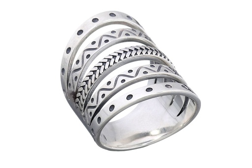 Anillo plata 925 cinco motivos tribales