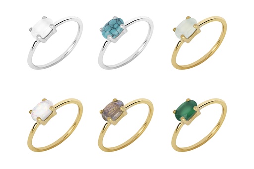 Anillo plata 925 con piedra semipreciosa ovalada