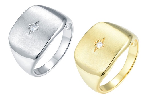 Sterling silver compass rose zirconia ring