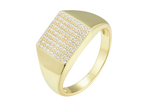 Anillo plata 925 sello cuadrado con zirconitas 