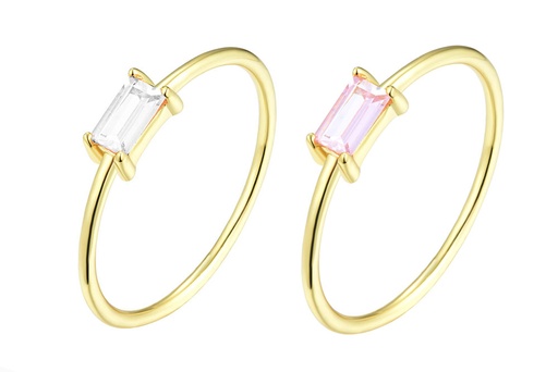 Anillo plata 925 zirconita baguette 