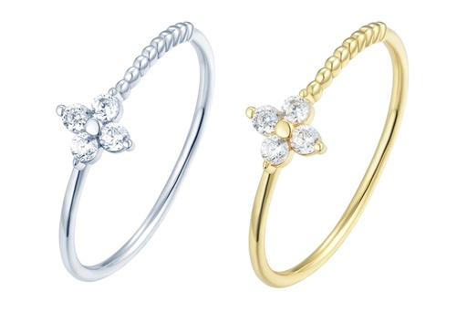 Anillo plata 925 flor zirconita