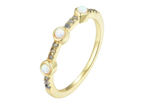 Sterling silver three rounded stones ring