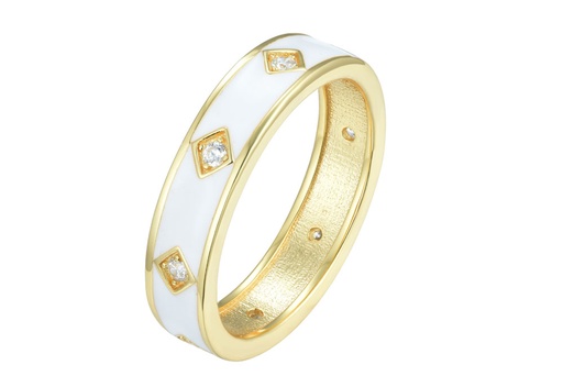 Anillo plata 925 esmalte blanco con zirconitas 