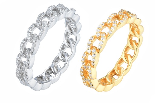 Sterling silver zirconia links ring