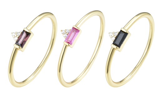 Anillo plata 925 zirconita baguette y mini triangulo