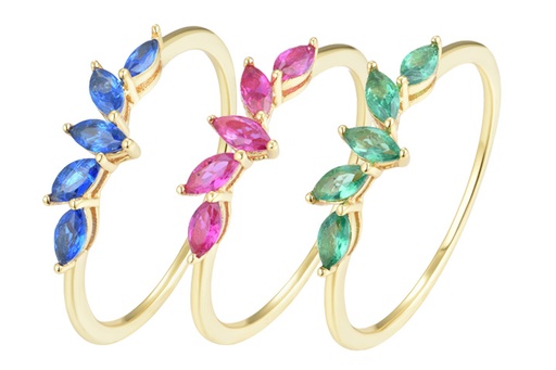 Anillo plata 925 hojas zirconitas