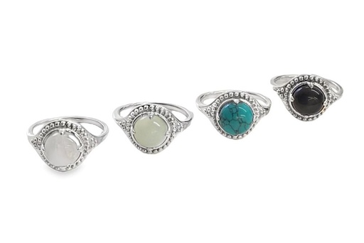 Sterling silver semiprecious stone ring