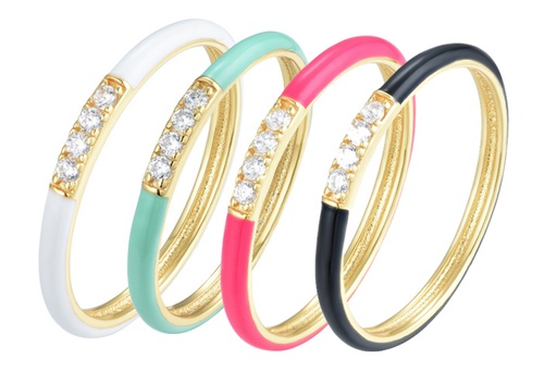 Anillo plata 925 esmalte con zirconitas blanca