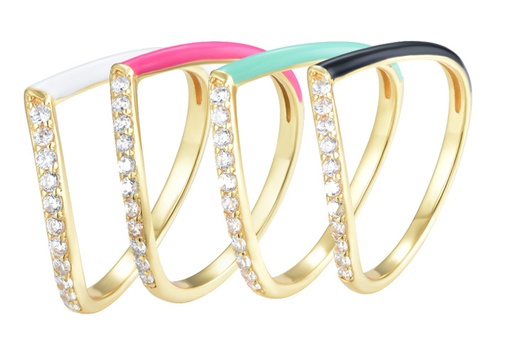 Anillo plata 925 pico esmalte con zirconitas blancas