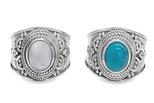 Sterling silver semi precious stone 9x7mm ring