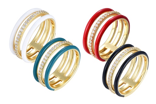 Sterling silver enamel zirconia ring