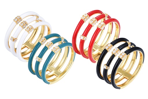 Sterling silver enamel zirconia ring