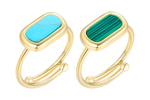 Sterling silver malachite & turquoise stones ring