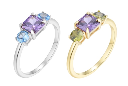 Sterling silver three zirconia ring