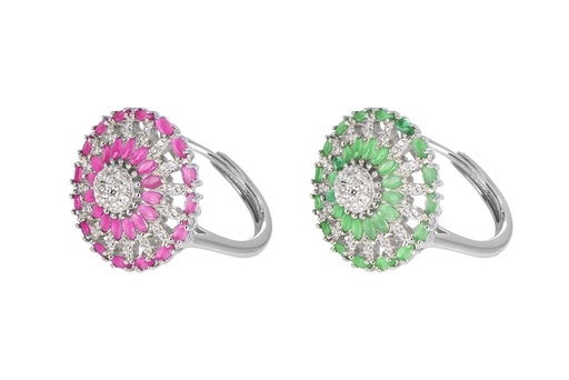 Sterling silver wtones & white zirconia ring