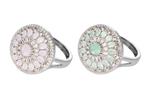 Sterling silver stone & zirconia circle ring