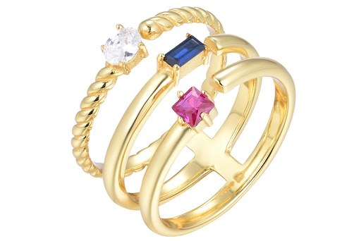 Sterling silver three zirconia ring