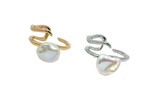 Sterling silver 9-10.5mm baroque freshwater cultured pearl open ring