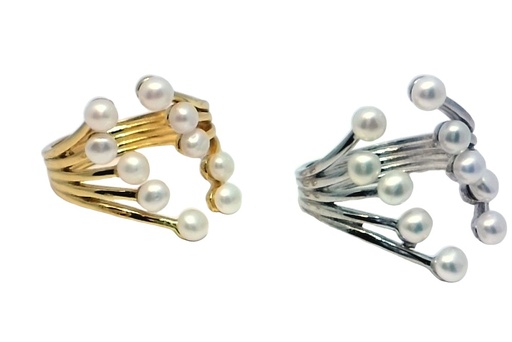 Sterling silver 3-3.5mm freshwater cultured pearls open ring