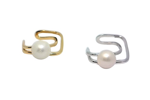 Sterling silver 9-10.5mm freshwater cultured pearls open ring