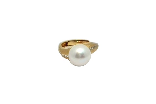 [17187RTA00PZBLMADO] Sterling silver 10-11mm freshwater cultured pearls ajustable sized ring with zirconia