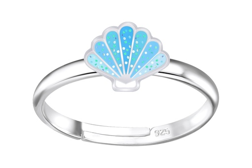 [17423RTA00EMXPL] Sterling silver enamel 6x8mm shell kids ring
