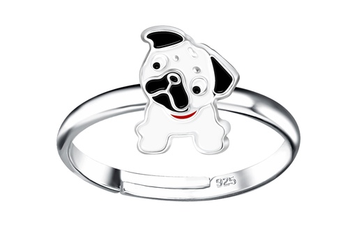 [17446RTA00EBLPL] Anillo plata 925 infantil perro carlino 8x6mm de esmalte