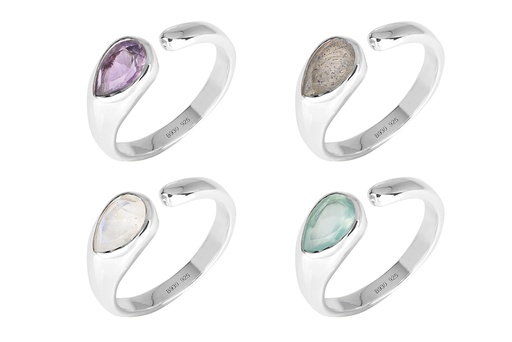 Sterling silver semiprecious stone ring