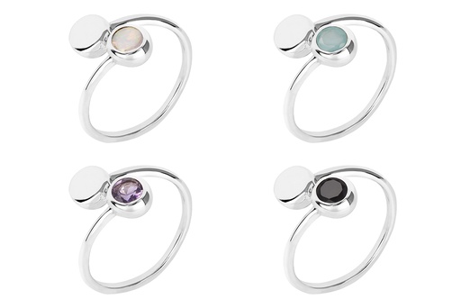 Sterling silver 6mm semiprecious stone open ring