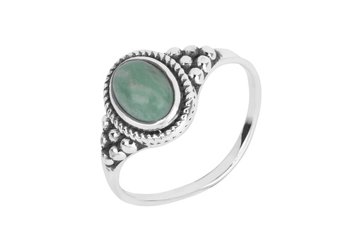 Sterling silver mini beads & semiprecious stone ring