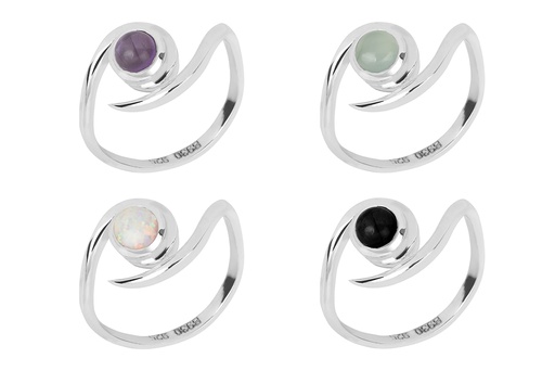 Sterling silver 5mm semiprecious stones open ring