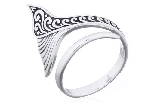 Sterling silver whale tail open ring