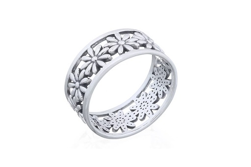 Anillo plata 925 ancho margaritas