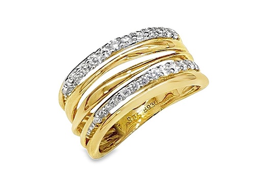 Sterling silver irregular multiband with zirconia ring