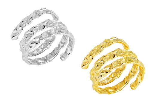 Anillo plata 925 serpentina 3mm irregular abierto martelé