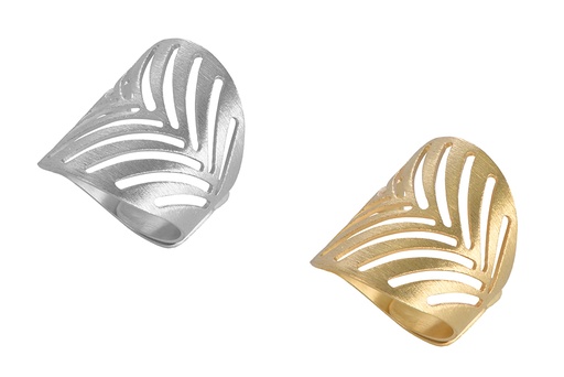 Sterling silver brushed open leaf ring