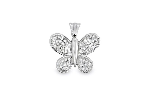 [01041PZBLRD] Sterling silver butterfly pendant with zirconias