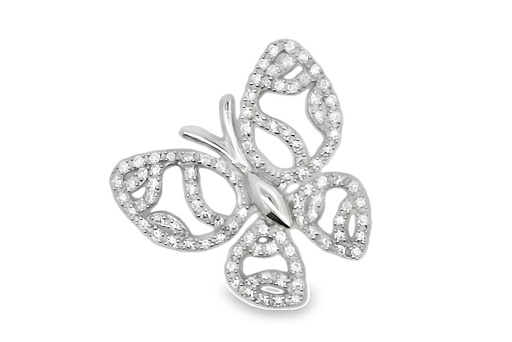 [01044PZBLRD] Sterling silver butterfly pendant with zirconias