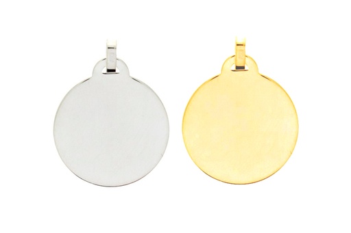 Placa plata lisa redonda con anilla