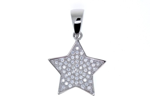 Colgante plata rodiada cz estrella 