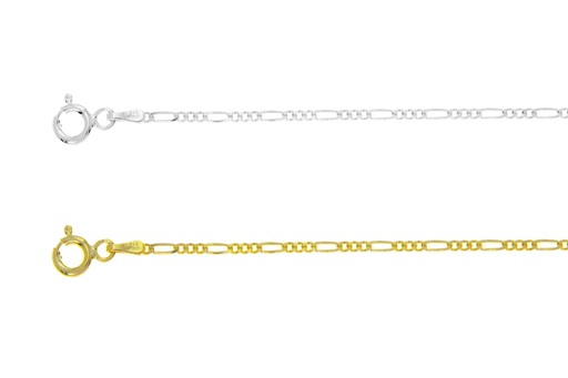 Sterling silver 1.8mm 2 sided diamond cut figaro chain 050 necklace