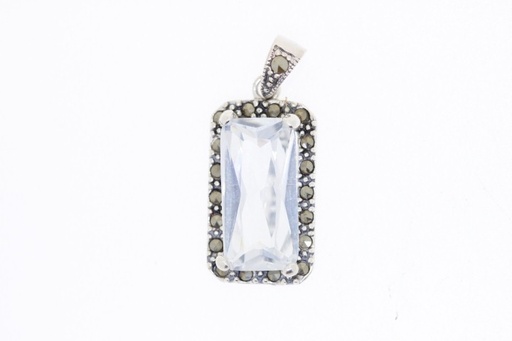 Colgante plata lisa marquesita cz rectangular 